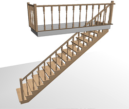 Прямая одномаршевая деревянная лестница